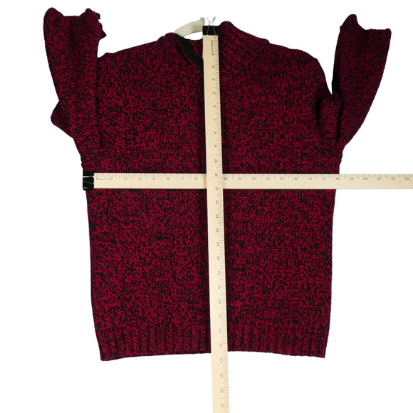 Chaps Pullover Sweater Womens Petite Large Red Black Chunky Knit Cozy Chic Bold - Picture 7 of 10